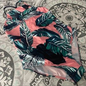 Tropical/Leaf Print One Piece Swimsuit
